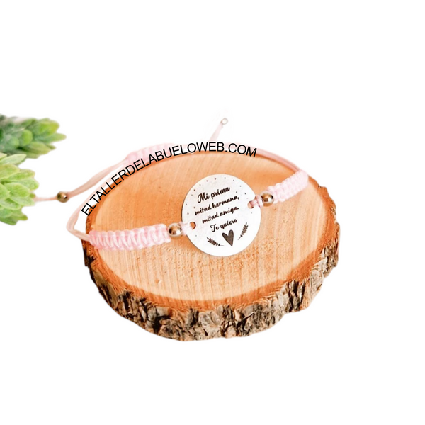 Pulsera para grabar, hilo macrame ajustable