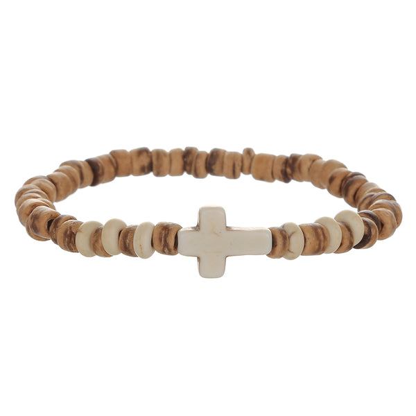 PULSERA CRUZ MADERA DE COCO
