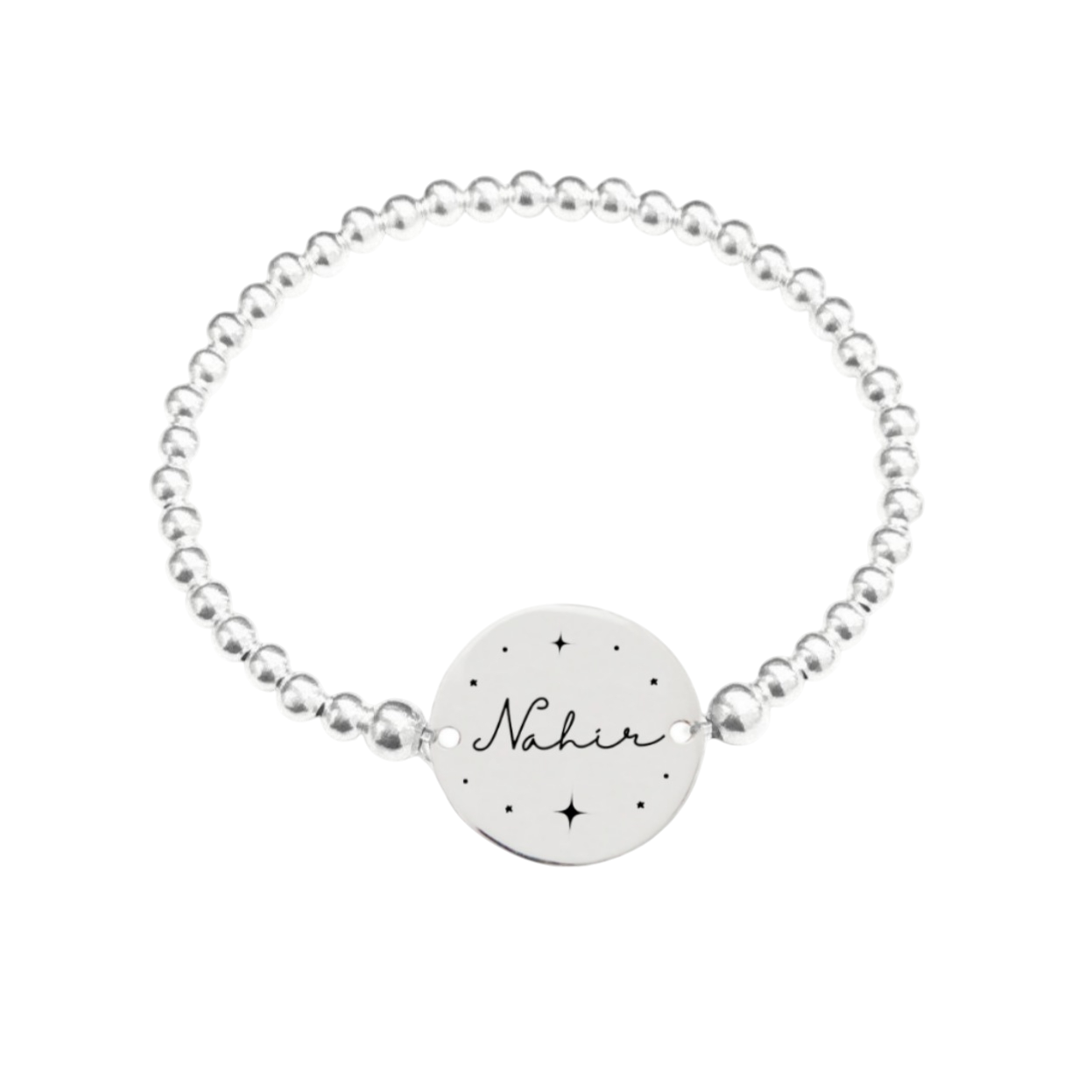 Pulsera para grabar con bolas en plata de ley