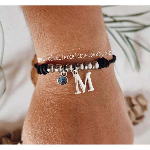 PULSERA ETERNA PERSONALIZADA CON INICIAL EN PLATA Y SWAROVSKI