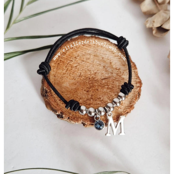 PULSERA ETERNA PERSONALIZADA CON INICIAL EN PLATA Y SWAROVSKI
