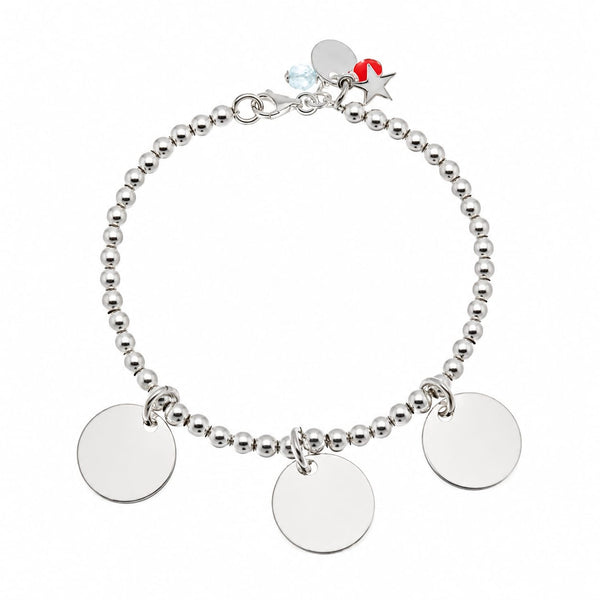 PULSERA DE BOLITAS DE PLATA 925 PARA GRABAR