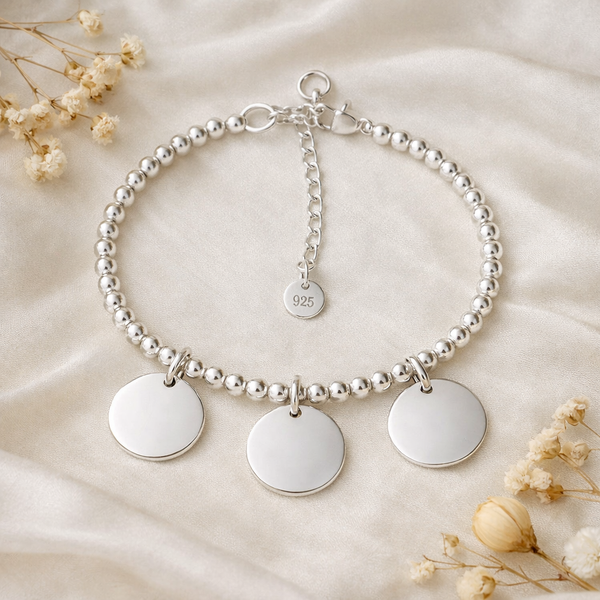 PULSERA DE BOLITAS DE PLATA 925 PARA GRABAR