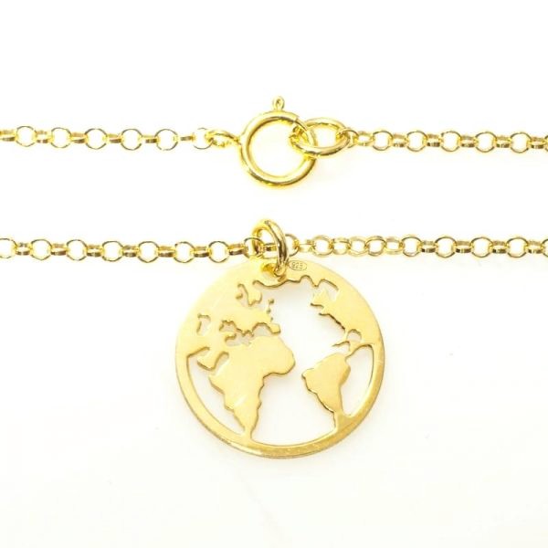 Collar mundo mini plata de ley.